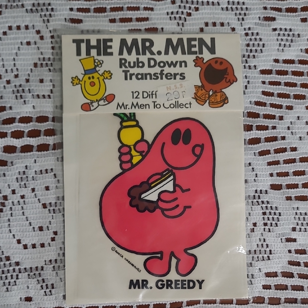 Vintage Mr. Men Rub Down Transfer - Mr. Greedy
